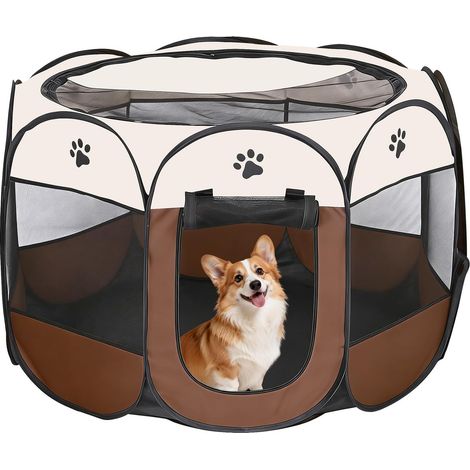 Parc portable pliable pour chiots, 74 x 74 x 43 cm, tissu Oxford imperméable, tente pour chien, chat, chiot, intérieur et extérieur (1/5)