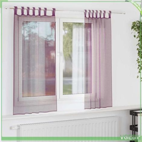 Rideaux en voile - FAFEISY - 4102292 - Violet - 140x175 cm - Lot de 2 (1/5)