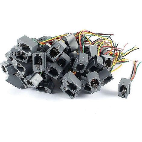 50 adaptateurs de connecteur téléphonique femelle RJ9 4P4C 616E avec 4 fils de 8 cm fg2025031701208 (1/3)