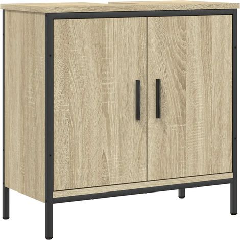 Armoire lavabo salle de bain design moderne 60 x 30 x 60 cm rangement efficace en bois d'ingénierie chêne sonoma