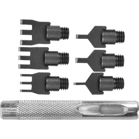 Outil de perforation pour espacement du cuir, en acier au carbone, avec ciseau à dents plates outil de gravure pour le bricolage. (1/5)