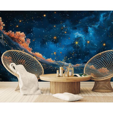 Papier peint cosmos – Ciel étoilé doré - 150 x 250 cm (1/2)