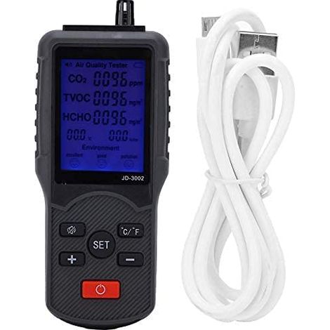 Moniteur de Qualité de l'Air CO2 TVOC Détecteur de Température et d'Humidité Équipement de Test Industriel Compteur Professionnel pour Intérieur et Extérieur. (1/4)