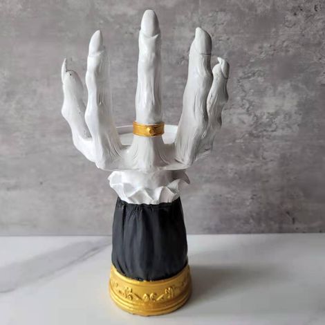 Halloween-Kerzenhalter aus Kunstharz, handgeformter Hexen-Kronleuchter für Halloween-Partys, gruselige Totenkopf-Bardekoration (1/4)
