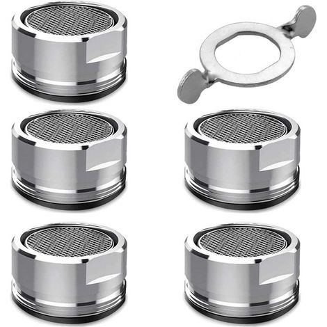 Lot De 5 Aérateurs M24 Robinet Filetage Extérieur Buse Mélange Acier Inoxydable Avec Clé Chromée (1/5)