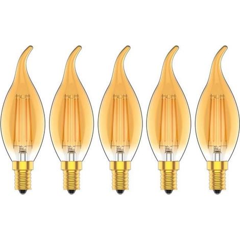 Lot de 5 Dimmable 4W Ampoule a Filament Vintage E14 LED Blanc Chaud 2700K 30W Ampoules à incandescence équivalent 300LM AC 220V-Ywey (1/5)
