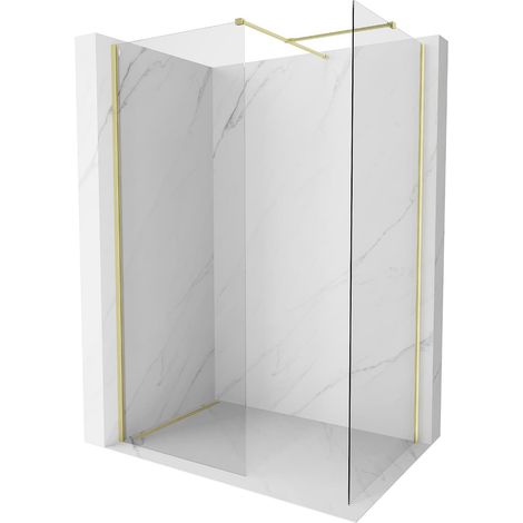 Mexen Kioto-X pared de ducha Walk-in 110 x 110 cm, transparente 10 mm, oro cepillado - 800-110-202-55-00-110-X (1/5)