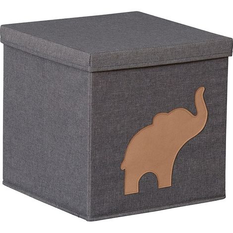 Cube de Rangement Enfant Pliable en Tissu avec Motif Elephant, pour Étagères et Meubles de Rangement, 30x30x30cm (1/5)