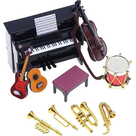 Puppenhaus-Musikinstrumenten-Zubehörset, Mini-Szenendekoration – 9,00 x 7,00 x 3,80 cm (1/3)