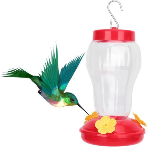 Bol d'eau en plastique pour colibris et fleurs d'extérieur, mangeoire pour oiseaux pour jardin rouge (1/5)