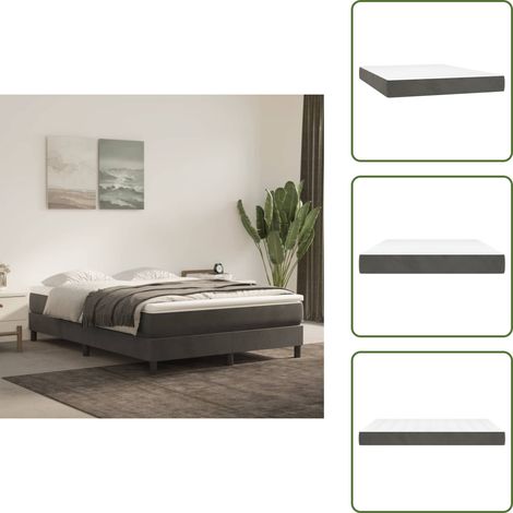 Matelas de lit à ressorts ensachés Gris foncé 140x190x20 cm - Matelas À Ressorts Ensachés - Matelas Moelleux - Matelas Support Moyen - Matelas Velours - Literie (1/5)