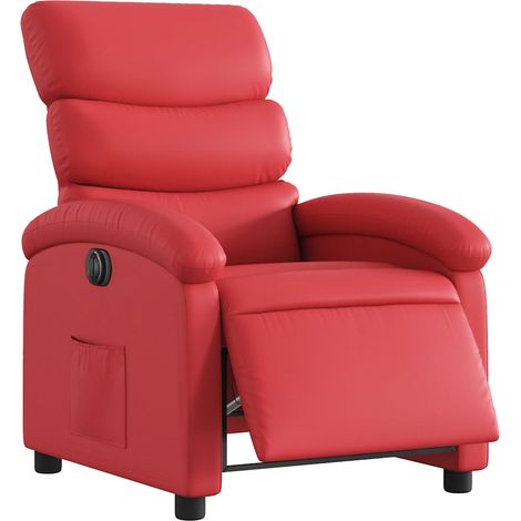 vidaXL Poltrona Reclinabile Elettrica Rossa in Similpelle