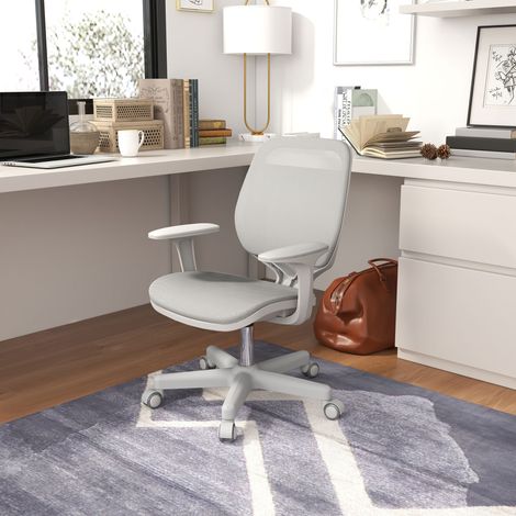 Bürostuhl, Ergonomisch Schreibtischstuhl mit Drehfunktion, Höhenverstellbar 55 x 48 x 82,5-94,5 cm Grau
