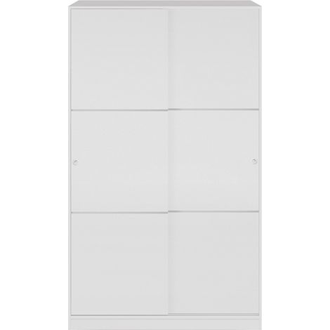 Armoire, placard avec 2 portes coulissantes coloris blanc brillant - longueur 120 x hauteur 200 x profondeur 50 cm (1/5)