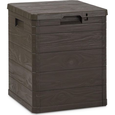 Toomax Multibox Woody's 90 baule da 90L, contenitore da esterni marrone 42,5x44x50h effetto legno in plastica resistente, resistente ai raggi UV, dotato di foro per lucchetto, per esterni