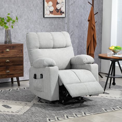 Poltrona reclinabile con funzione di sollevamento assistito per anziani, completa di telecomando, 144 cm x 91 cm x 88 cm, grigio chiaro. (1/5)