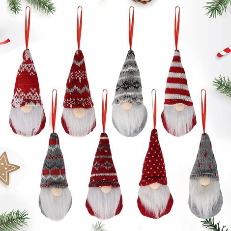 GNOME Noel, 8 Pièces Lutin de Noel Peluche 16 x 6 cm, Suédois de Noël Père Noël GNOME Poupée de Noël sans Visage, Décoration de Table Arbre de Noël Décoration Suspendue (1/4)