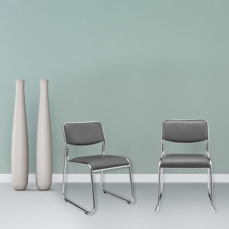 Set di 4 Sedie da Conferenza con Telaio in Metallo Seduta e Schienale Imbottiti - Grigio pro.tec (1/5)