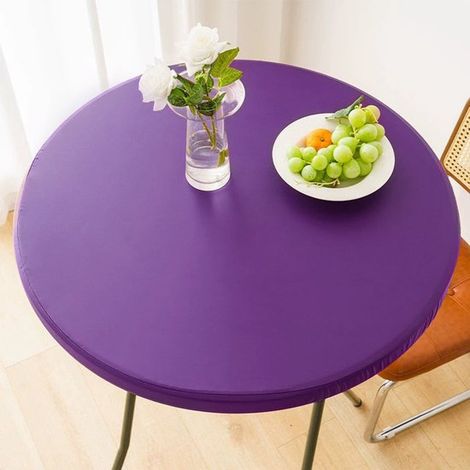 1 Funda redonda impermeable para mesas auxiliares de exterior – Mantel de vinilo para comedor de patio – 60 cm – Morado (1/5)