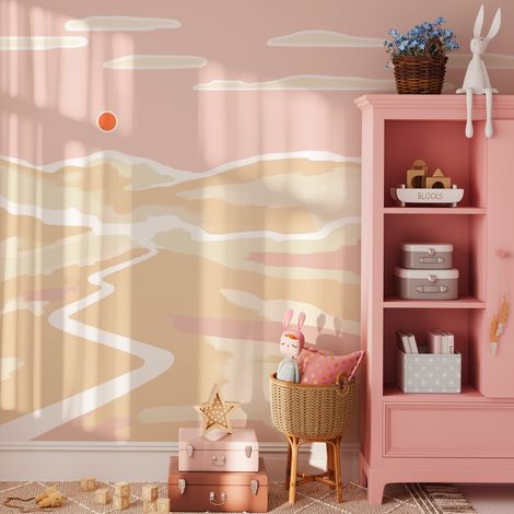 Papier peint panoramique Soleil couchant, Beige 150 x 250cm (1/5)
