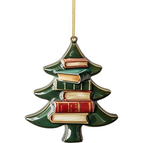 Ornement Arbre De Noël - Décoration En Acrylique Forme De Livres Empilés - Pour Décorer Arbre De Noël Intérieur - Lot De 1 (1/4)
