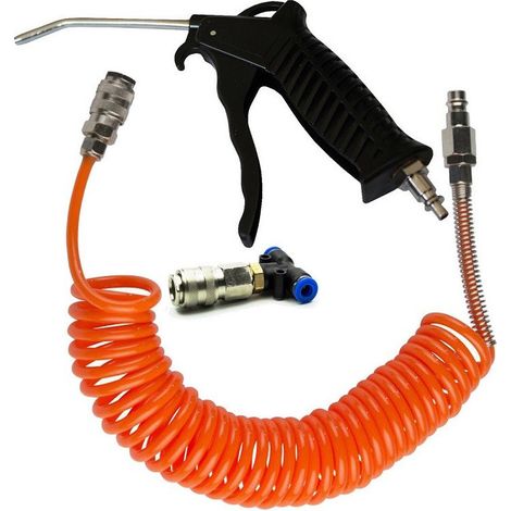 Trade Shop - Tubo Aria Compressa Flessibile Per Compressore 5mt + Pistola Soffiaggio -