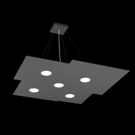 Lampadario moderno top light plate 1129 s5 gx53 led metallo monoemissione sospensione, finitura metallo antracite