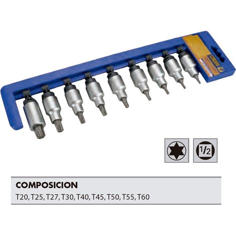JEU DE DOUILLES 1/2 9 PIÈCES POINTE TORX