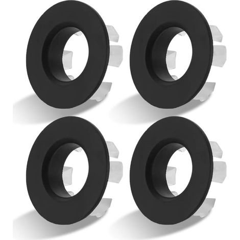4 Pièces Anneau de trop, Bouchons de Trop-Plein pour Lavabo et Évier, Anneaux Métalliques 30 mm pour Trop Plein Lavabo Salle de Bain, Finition Noire Mat, Facile à Installer, Résistant à la Corrosion (1/5)