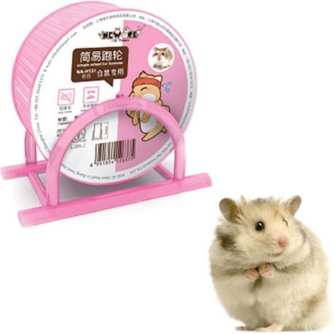 1 Roue d'exercice pour hamster, silencieuse et antidérapante, grande taille, fixation facile sur cages grillagées, rose (1/4)