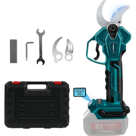 Akku-Baumschere für Makita 18V LCD-Display Maximale Öffnung 65mm Elektro-Baumschere Akku-Schere Garten-Akku-Baumschere für Baum-, Strauch- und Obstbaumschnitt (Akku frei)
