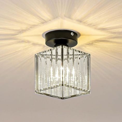 Mini-Kristalllüster – Moderne, halbaufgesetzte Deckenleuchte – Geeignet für Flure, Küchen, Schlafzimmer, Bars – Schwarz, quadratisch, 1 Stück (1/5)