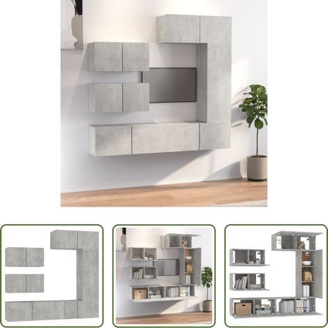 TV-Schrank Set - 6-tlg. TV-Schrank-Set Betongrau Holzwerkstoff (1/5)