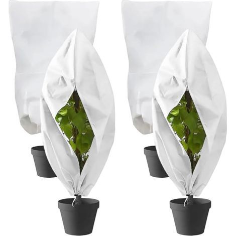 Voile Hivernage Plante Exterieur, 4 Pièce Voile D'hivernage, 120 x 80 CM, Housse Hivernage Plante Exterieur avec Fermeture éclair et Cordon de Serrage-Karteo (1/5)