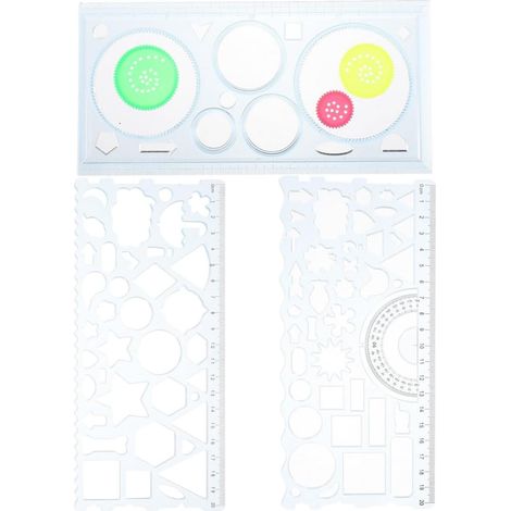 Gabarits de dessin géométrique VILLCASE, règle à en plastique (1/5)