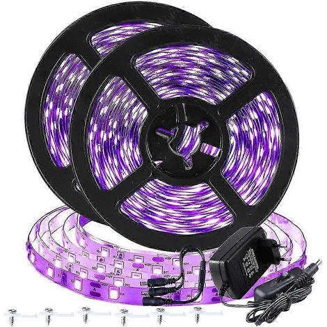 Bande LED UV de 12 m, 720 LED, idéale pour les fêtes, bars, clubs, discothèques et décorations aux couleurs néon.