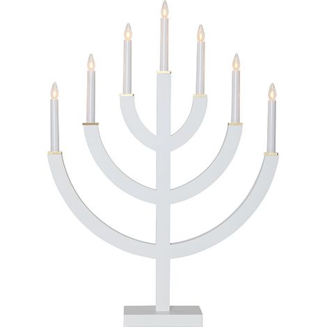 Star Trading Grand chandelier 'Anno' en bois de pin, 7 lumières, bougies E10, blanc, H 71 cm