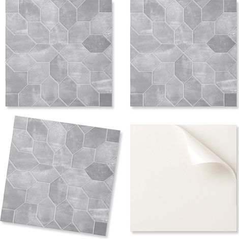 Juego de baldosas hexagonales de vinilo tipo mosaico para suelo, 4x50x50 cm.