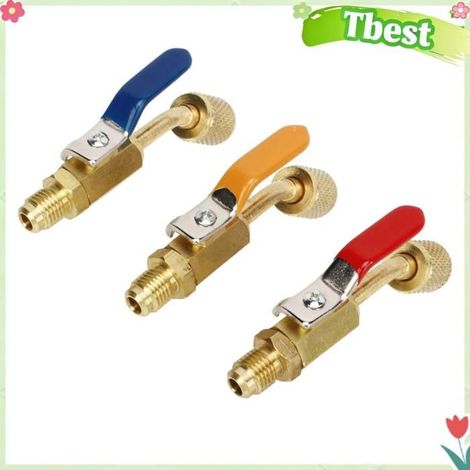 Tbest Robinet à boisseau sphérique de réfrigérant Vanne à Bille pour Réfrigérant, Raccord Rapide 1/4 Pouce SAE moto admission (1/5)
