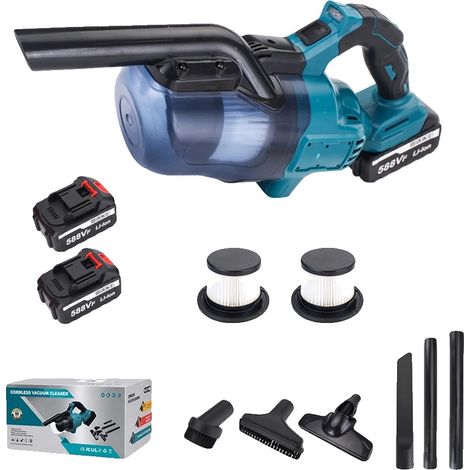 Aspirapolvere elettrico, pratico senza fili, potente aspirazione, 2 batterie blu, spina europea 100V-240V (1/2)
