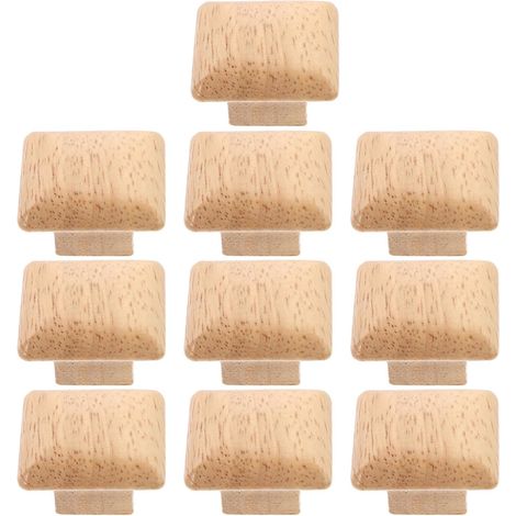 Lot de 10 Poignées Meuble Bois en Bois Massif, Carrées, Solides et Pratiques, pour Portes et Placards de Cuisine et Intérieur (1/5)