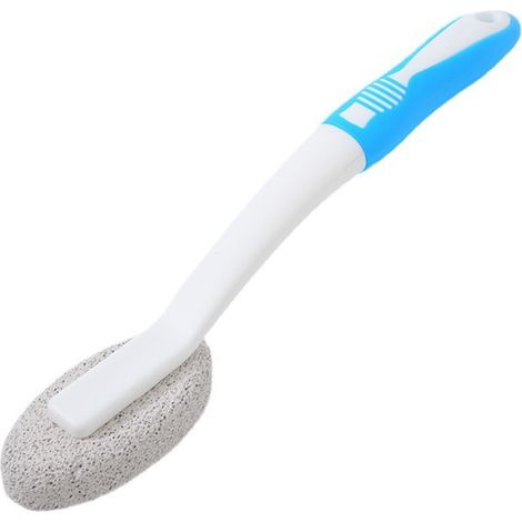 Brosse WC - brosse de nettoyage en pierre ponce avec manche allongé, idéale pour la salle de bain - bleue (1/5)