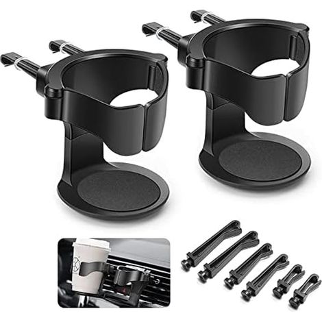 Porte Gobelet Voiture, 2PCS Support Gobelet Voiture, Porte-gobelet de Voiture Réglable, pour Grille d'Aération de Voitures, Camions, Camping-Cars (1/4)