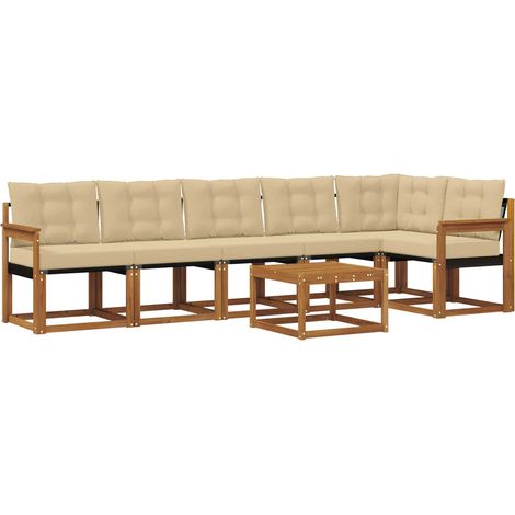 Ensemble de canapés d'extérieur 7 pcs Salon de jardin Naturel et Beige (1/5)