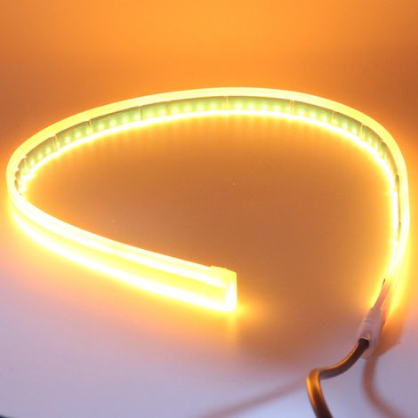 Paire de 60cm Bande LED Silicone Fluorescente pour Voiture, Feux de Jour RGB Défilants, Éclairage Auto Scanner, Kit de 2 Pièces