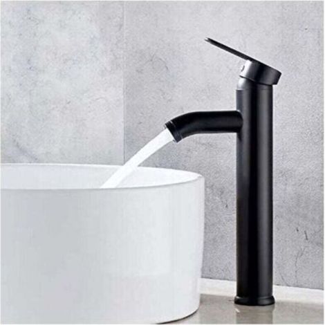 Mitigeur de lavabo, robinet de vasque noir, robinet de haute qualité, robinet de salle de bain, résistant à l'usure, convient aux diamètres intérieurs de 32 à 42 mm.