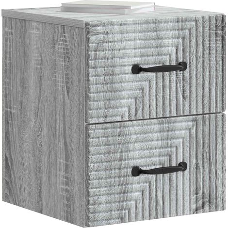 Maison Exclusive - Mobiletto da notte a muro Grigio Sonoma 34,5 x 33 x 40 cm
