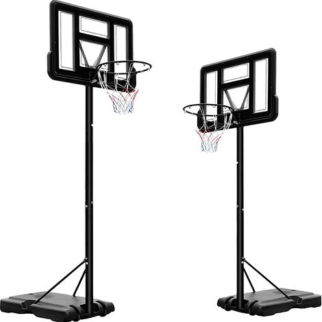 Panier de Basketball, Hauteur Réglable 230-304 cm, Portable avec Roues, Planche 110 x 75 cm, Dimensions de la Base 90 x 60 x 15 cm, Diamètre du Cerceau 45 cm (1/5)