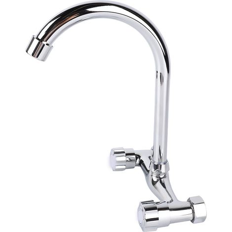 Wandmontierte Küchenarmatur aus Edelstahl mit 2 glatten Griffen für Zuhause (1/5)