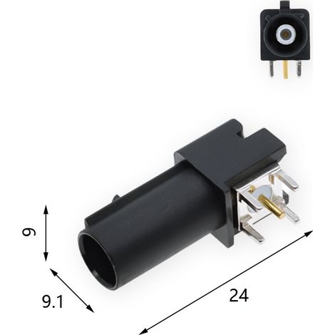 FAKRA SMB-JWE Typ A Langkörper-Stecker mit Biegung und Stiften, Kfz-HF-Stecker, GPS (1/3)